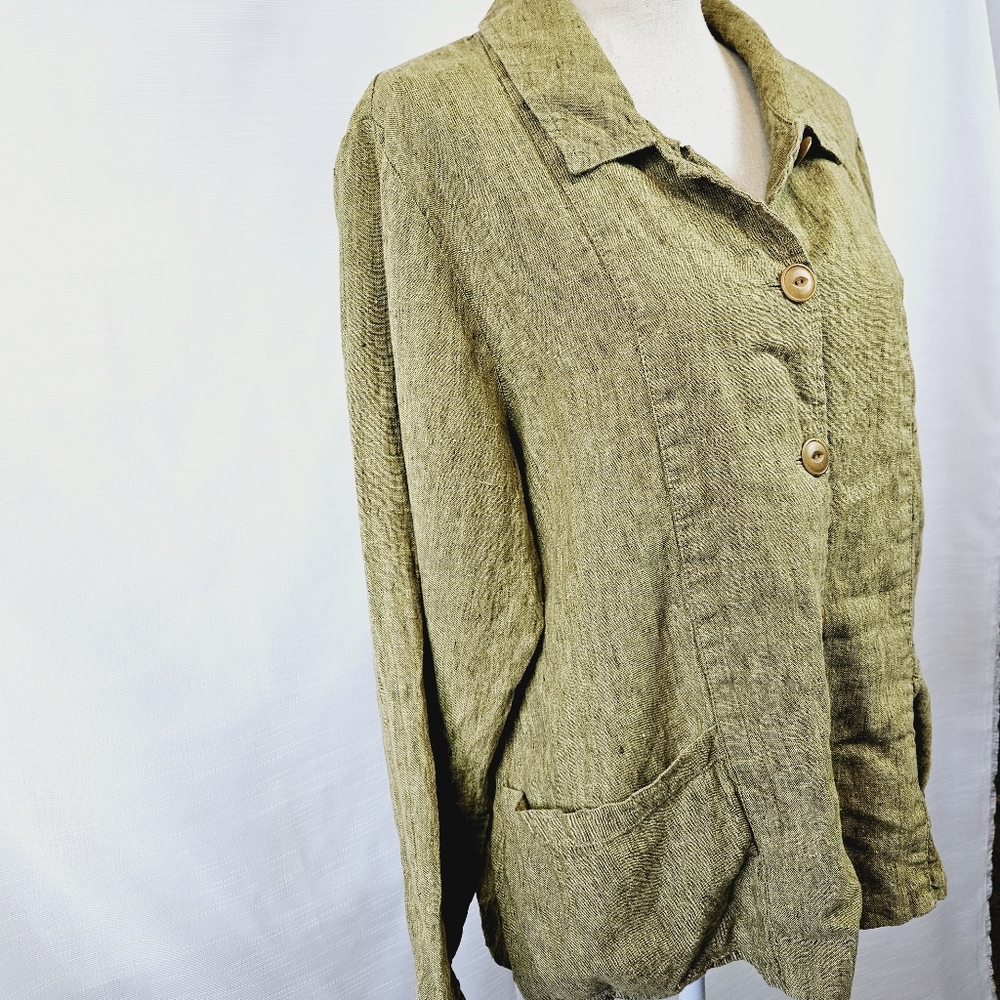 Flax Linen Button Jacket Size Medium - image 3